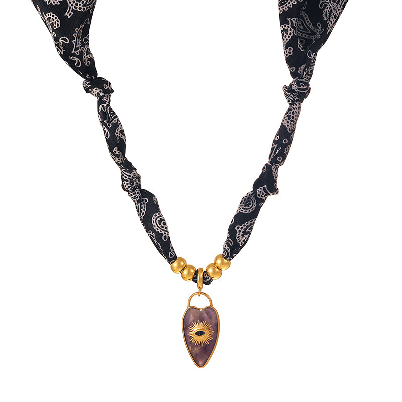 Leopard Natural Stone Heart Eye Beaded Necklace