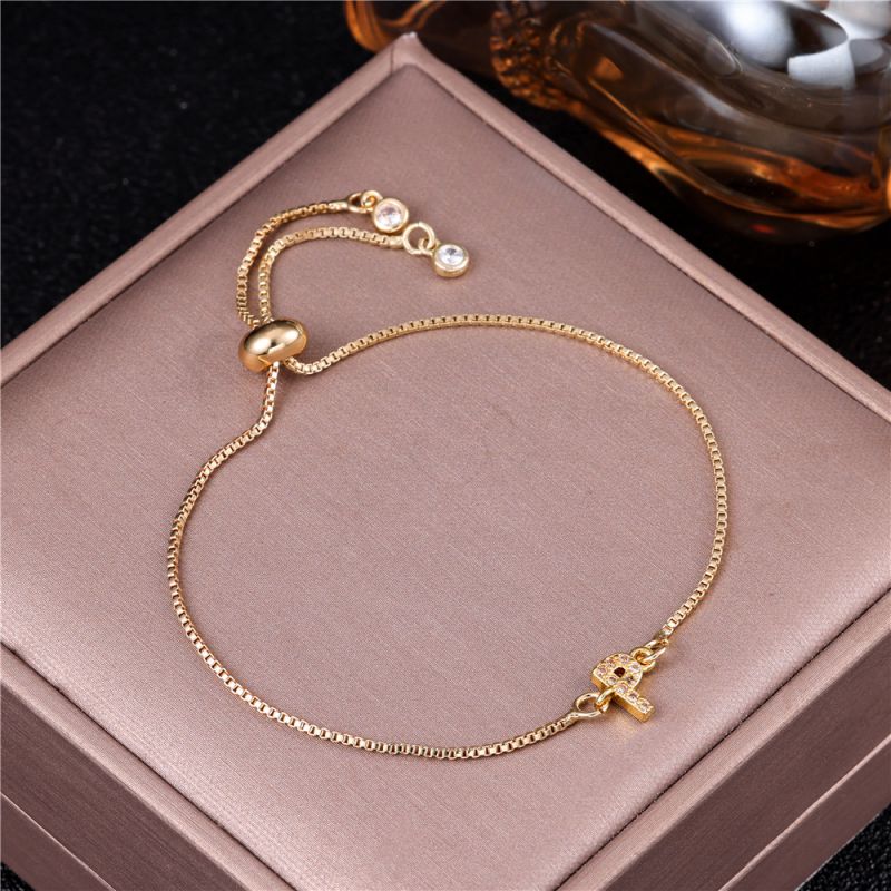 Letter:a Copper Diamond 26 Letter Bracelet