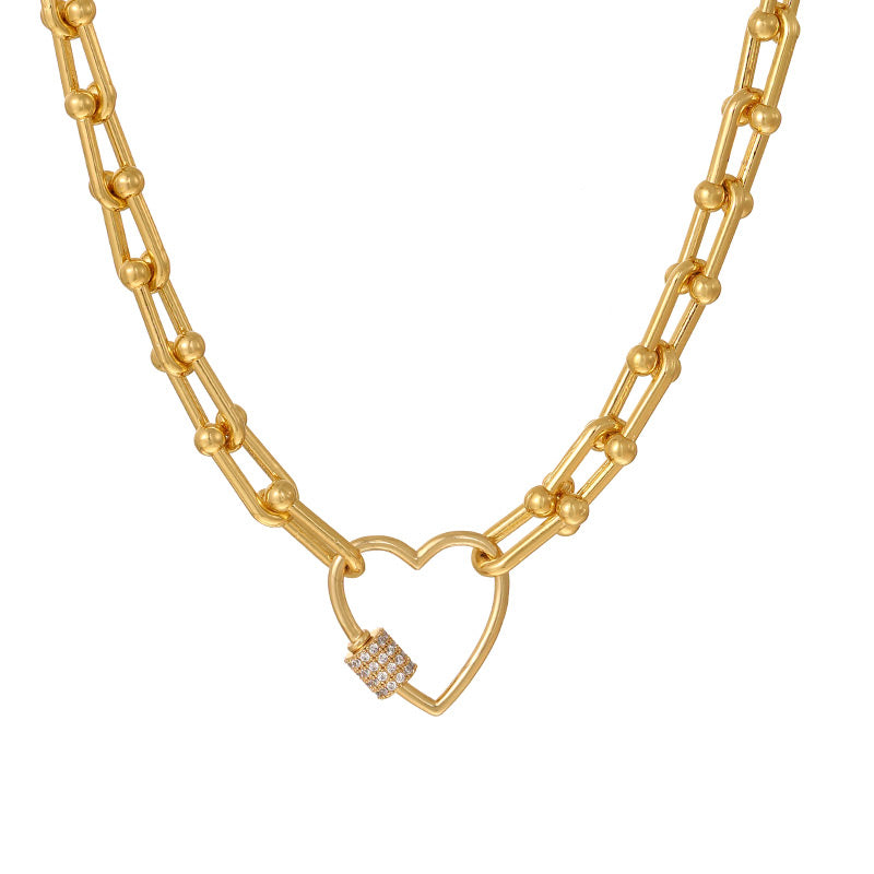 Light Blue Rice Bead Heart Copper Bead Necklace (4mm)