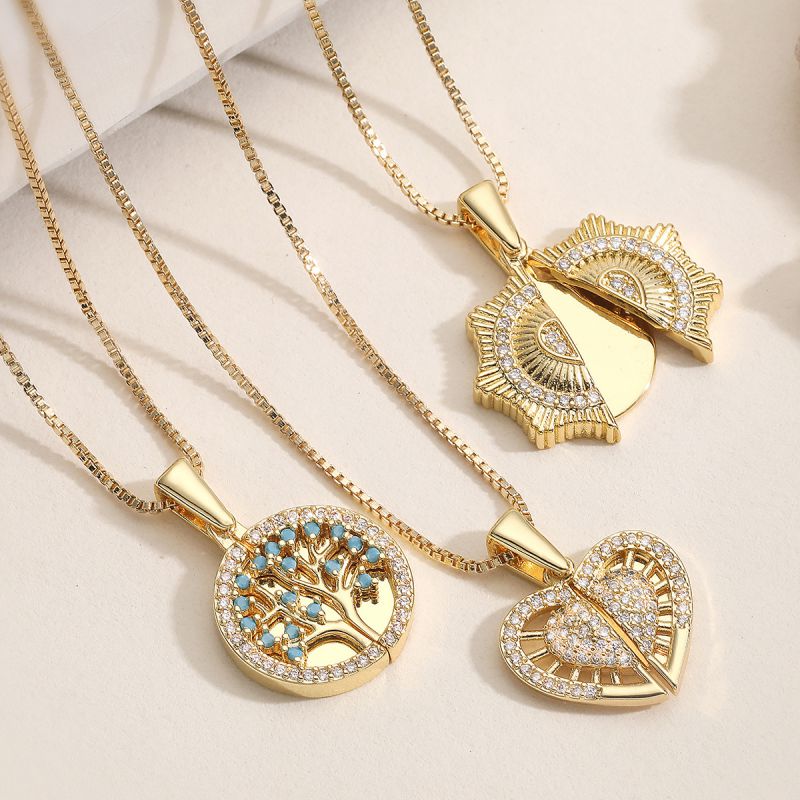 Love Copper And Diamond Heart Necklace