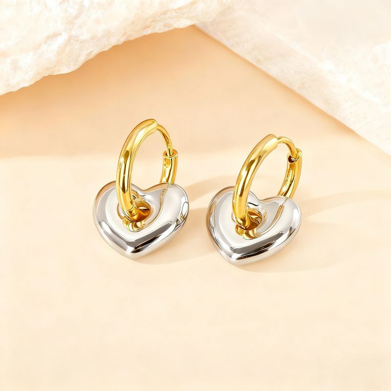 Love Silver Titanium Steel Heart Earrings