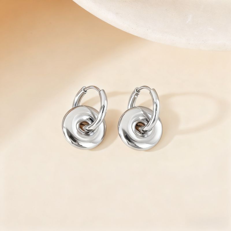 Love Silver Titanium Steel Heart Earrings