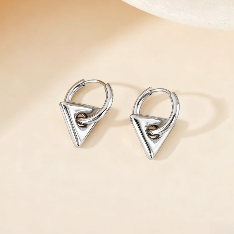 Love Silver Titanium Steel Heart Earrings
