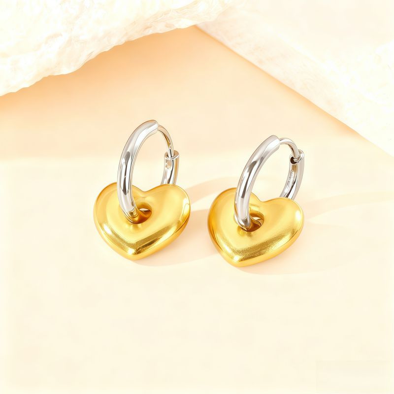 Love Silver Titanium Steel Heart Earrings