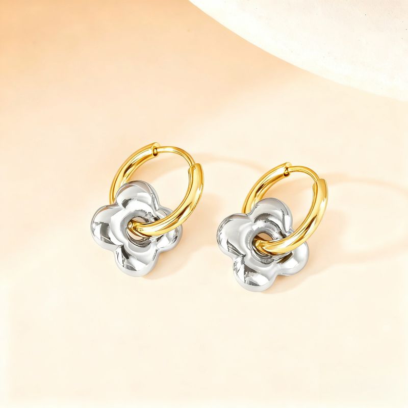 Love Silver Titanium Steel Heart Earrings
