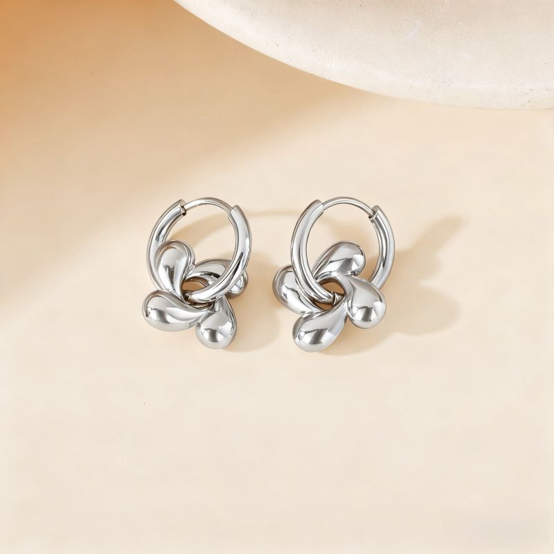 Love Silver Titanium Steel Heart Earrings
