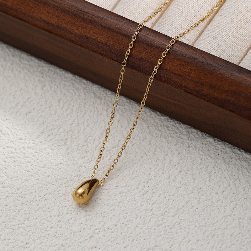 Love Titanium Steel Bamboo Knotted Love Bow Drop-shaped Necklace