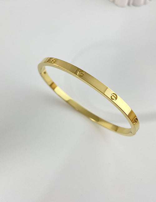 Fashion Gold 6 Nails 4 Diamonds (6mm) Titanium Steel Geometric Bracelet With Diamonds