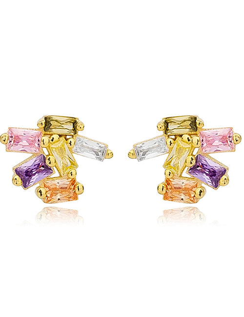 Fashion 3# Copper Inlaid Zirconia Geometric Earrings