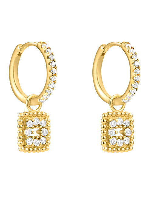 Fashion 3# Copper Inlaid Zirconia Geometric Earrings