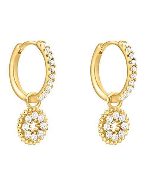 Fashion 3# Copper Inlaid Zirconia Geometric Earrings