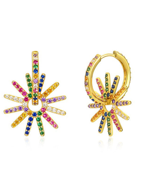 Fashion 3# Copper Inlaid Zirconia Geometric Earrings