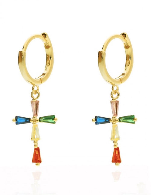 Fashion 3# Copper Inlaid Zirconia Geometric Earrings