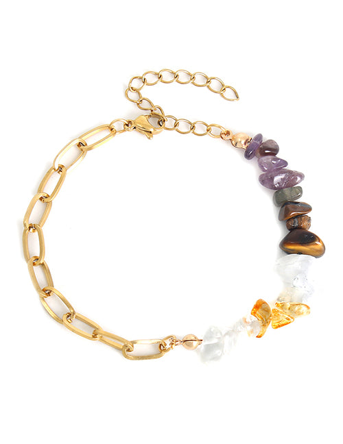 Fashion Gold Titanium Stone Beaded Bracelet