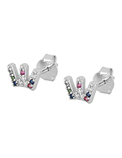 Fashion 5# Copper And Diamond Moon Stud Earrings