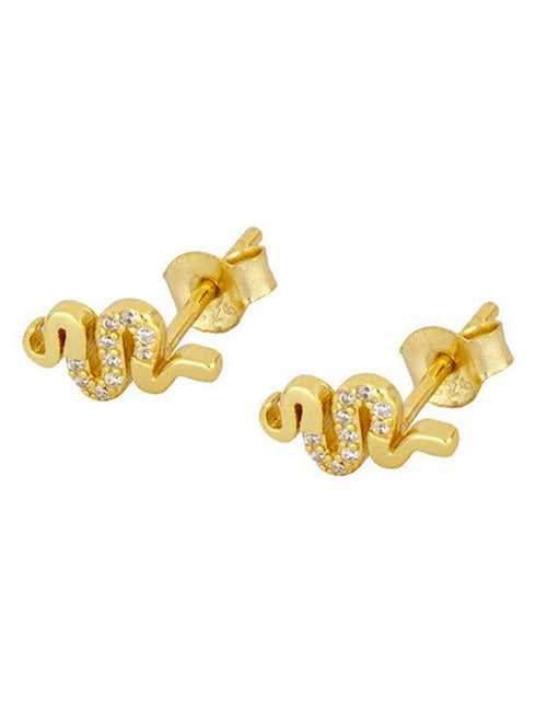 Fashion 5# Copper And Diamond Moon Stud Earrings