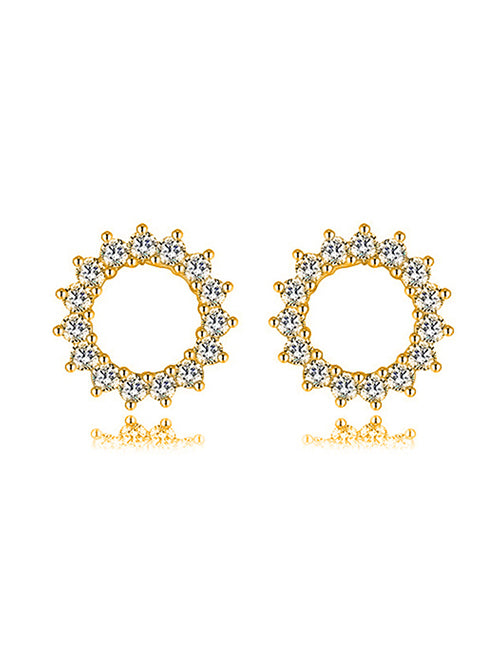 Fashion 5# Copper And Diamond Moon Stud Earrings