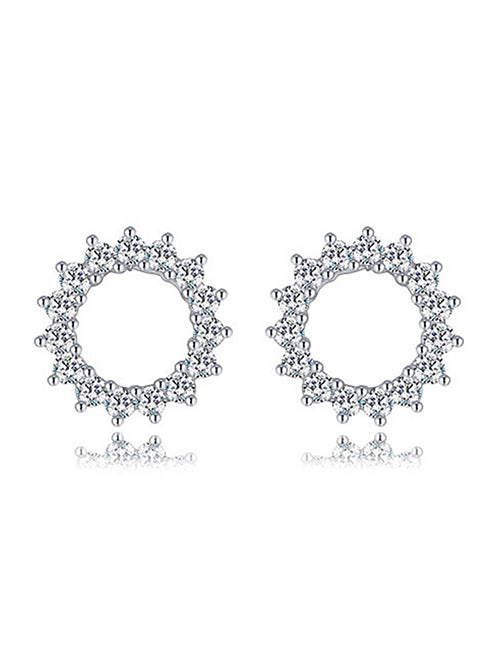 Fashion 5# Copper And Diamond Moon Stud Earrings