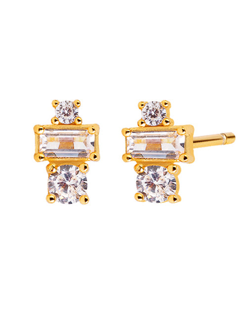 Fashion 2# Copper And Diamond Geometric Stud Earrings