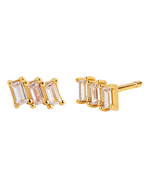 Fashion 2# Copper And Diamond Geometric Stud Earrings