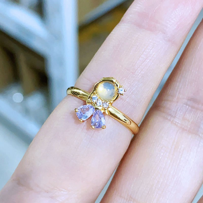 Fashion 1# Gold Plated Copper Zirconia Princess Ring
