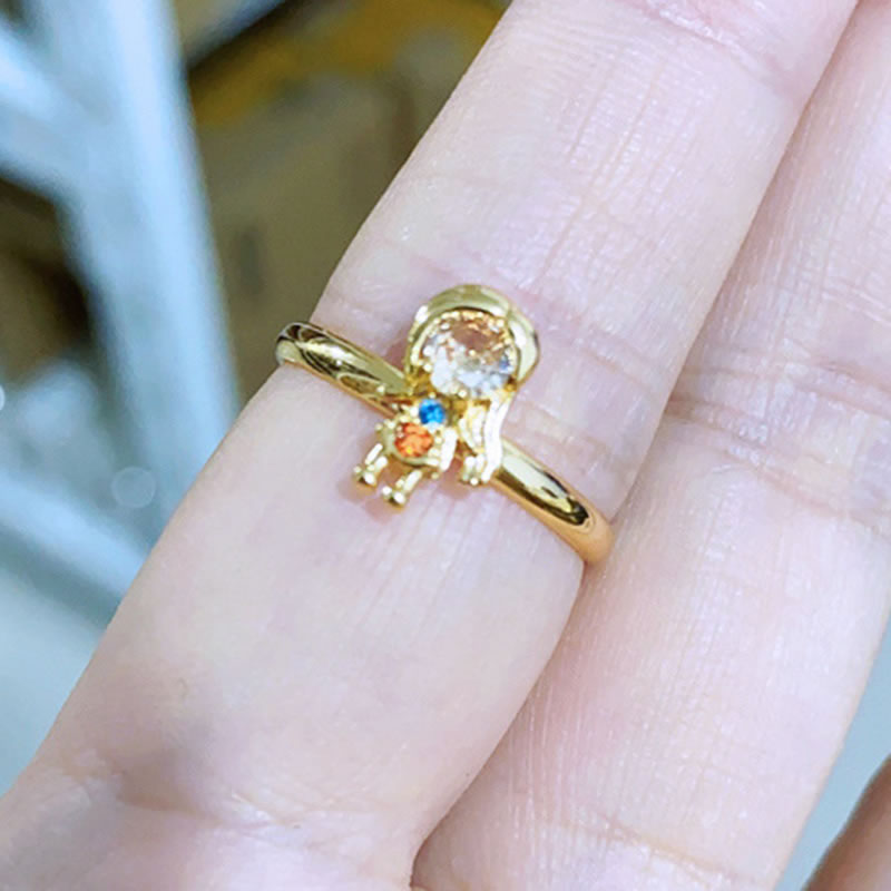 Fashion 1# Gold Plated Copper Zirconia Princess Ring