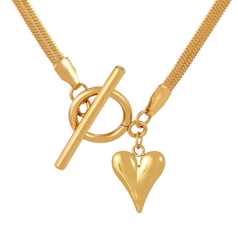 Fashion Golden 1 Titanium Steel Bull Head Pendant Ot Buckle Snake Bone Chain Necklace