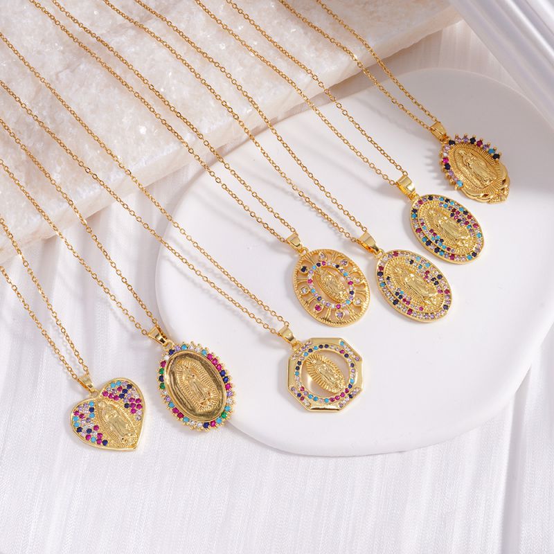 Maria 9 Copper And Zirconium Virgin Mary Necklace