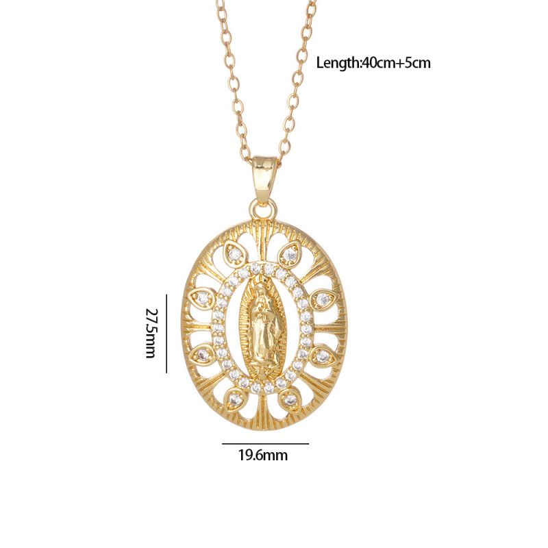 Maria 9 Copper And Zirconium Virgin Mary Necklace