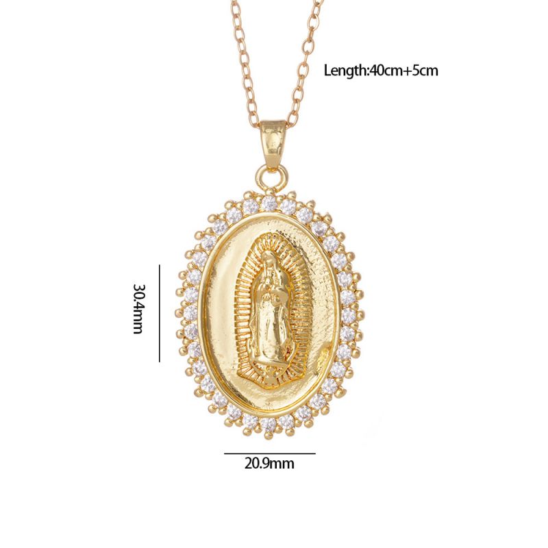 Maria 9 Copper And Zirconium Virgin Mary Necklace