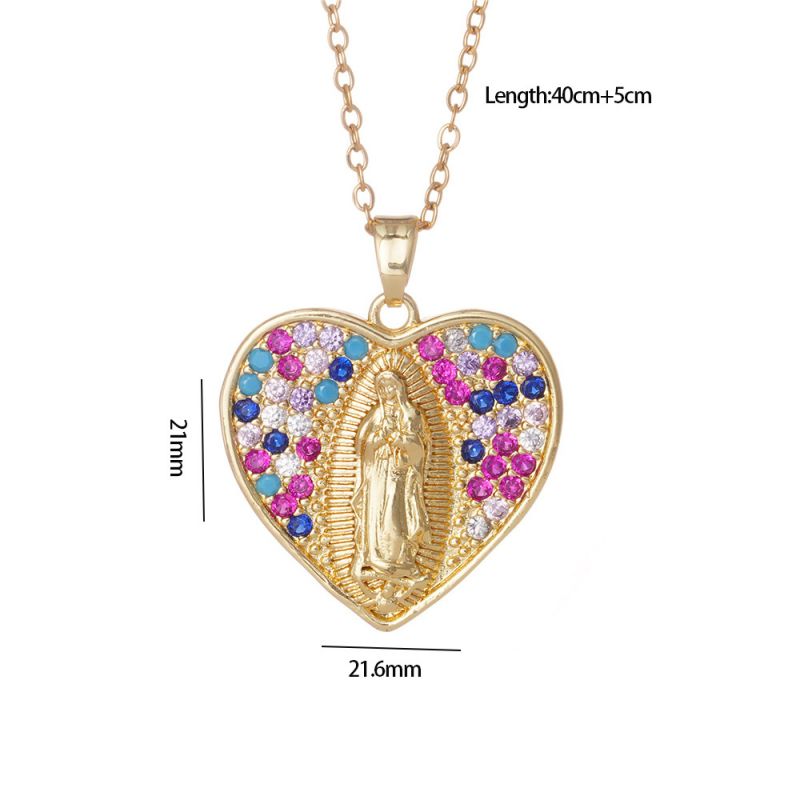 Maria 9 Copper And Zirconium Virgin Mary Necklace