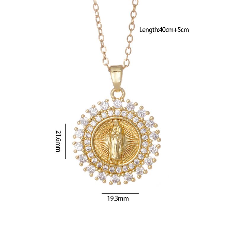 Maria 9 Copper And Zirconium Virgin Mary Necklace