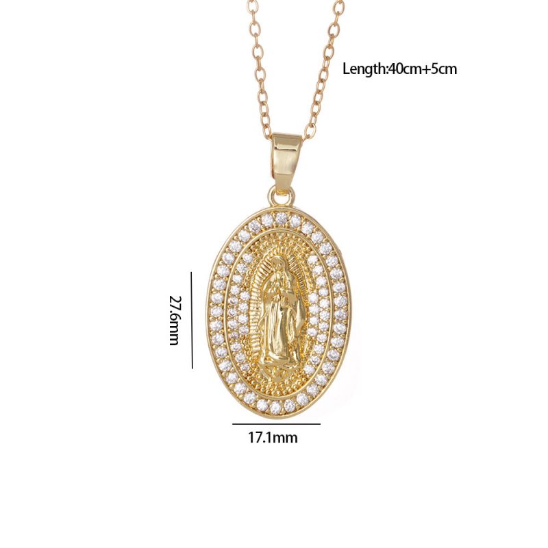 Maria 9 Copper And Zirconium Virgin Mary Necklace