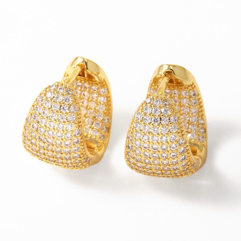 Mixed Color Copper Diamond Round Earrings