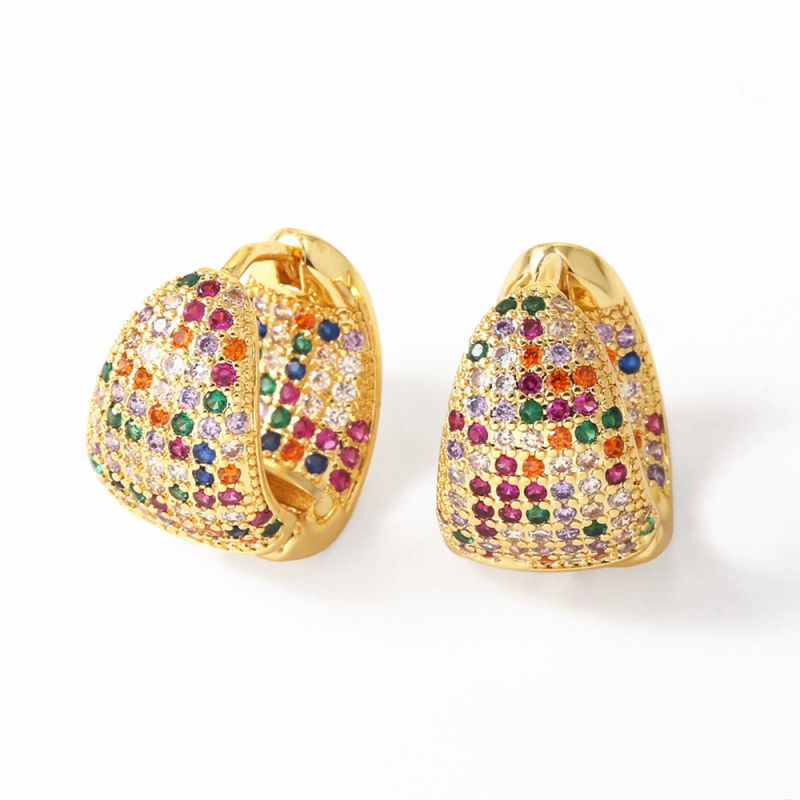 Mixed Color Copper Diamond Round Earrings