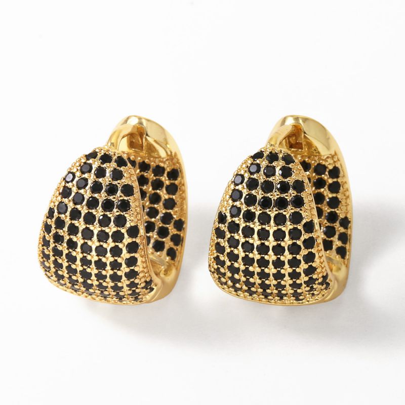 Mixed Color Copper Diamond Round Earrings