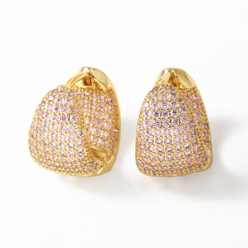 Mixed Color Copper Diamond Round Earrings