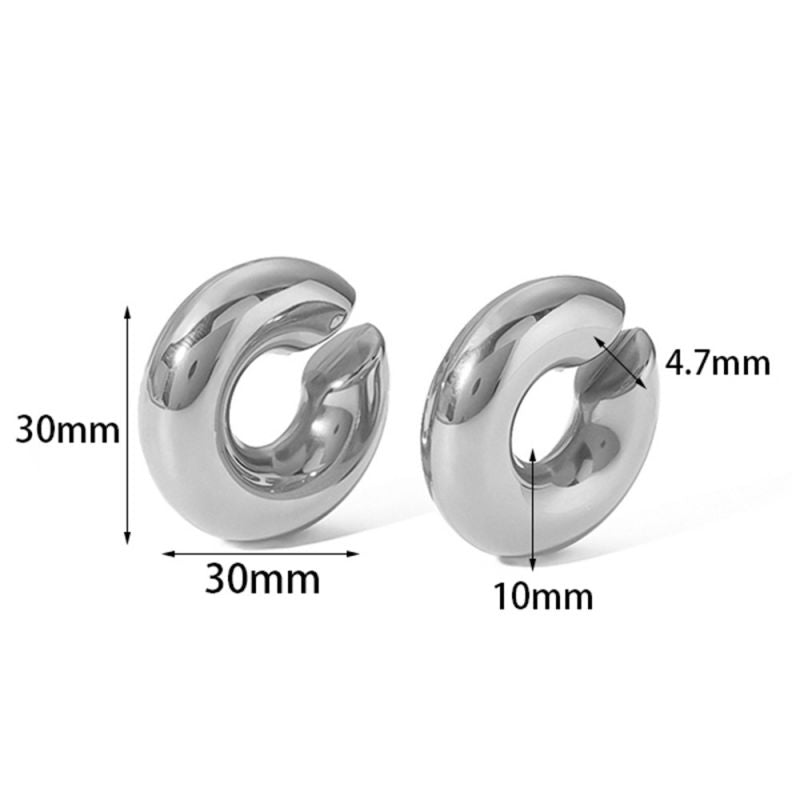 Fashion Gold Titanium Steel Thick Cylindrical Ear Clip