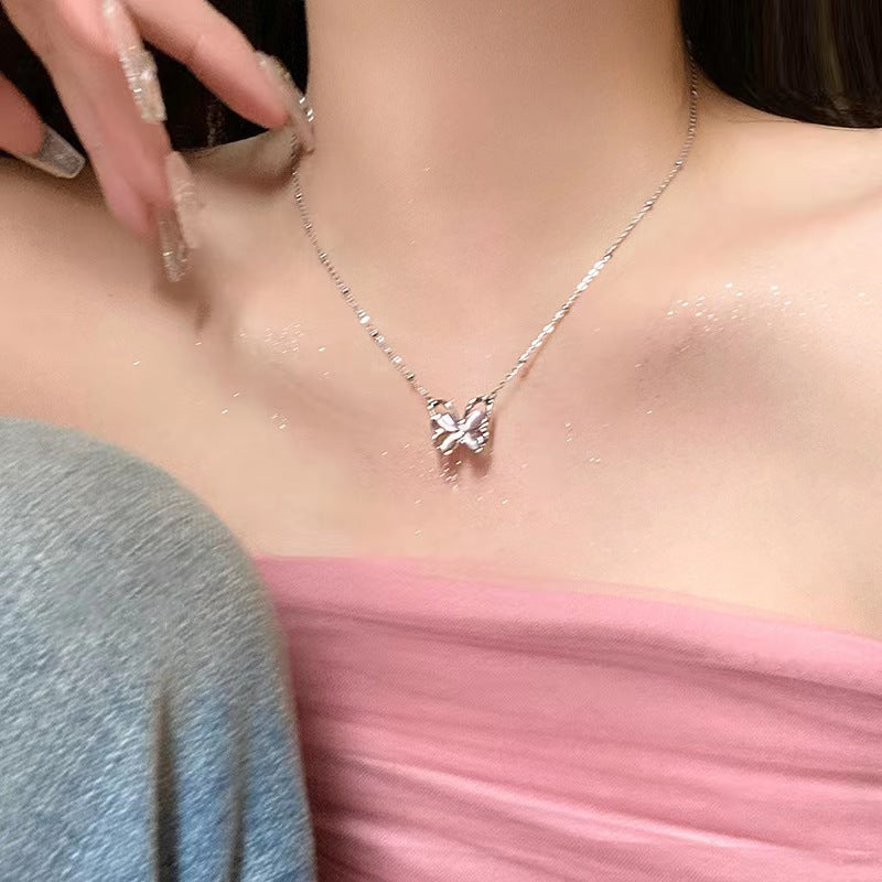 Necklace 11# Titanium Steel Pearl Butterfly Necklace