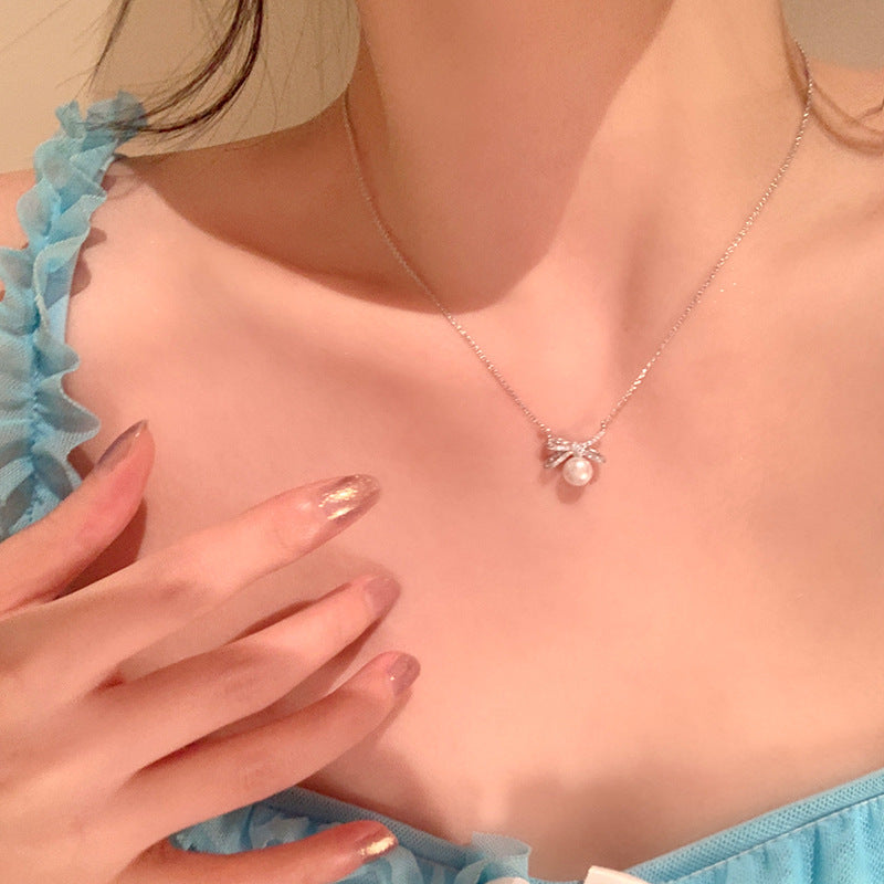 Necklace 11# Titanium Steel Pearl Butterfly Necklace