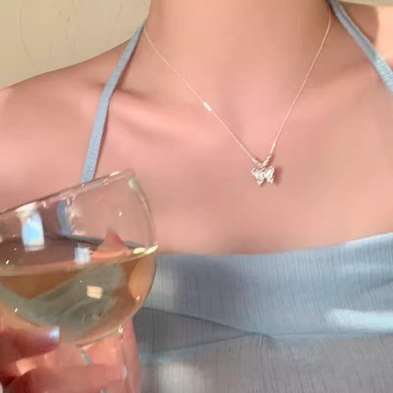 Necklace 11# Titanium Steel Pearl Butterfly Necklace