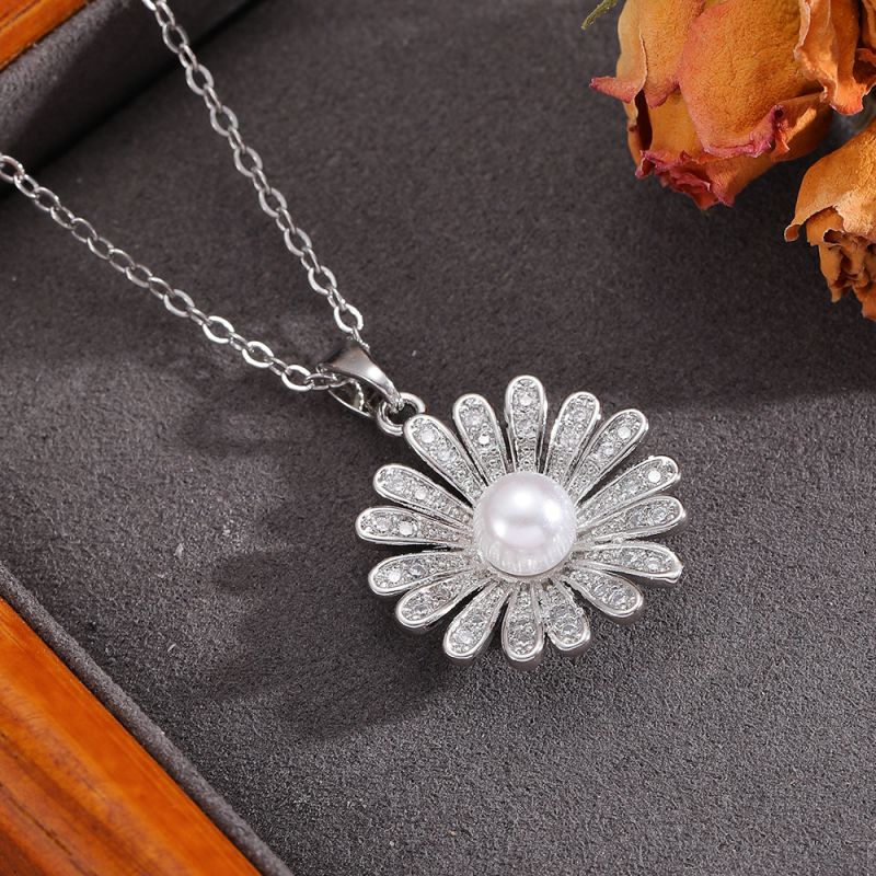 Necklace #2 304 Stainless Steel Diamond Flower Necklace