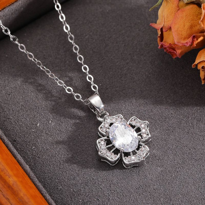 Necklace #2 304 Stainless Steel Diamond Flower Necklace