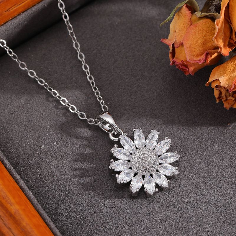 Necklace #2 304 Stainless Steel Diamond Flower Necklace