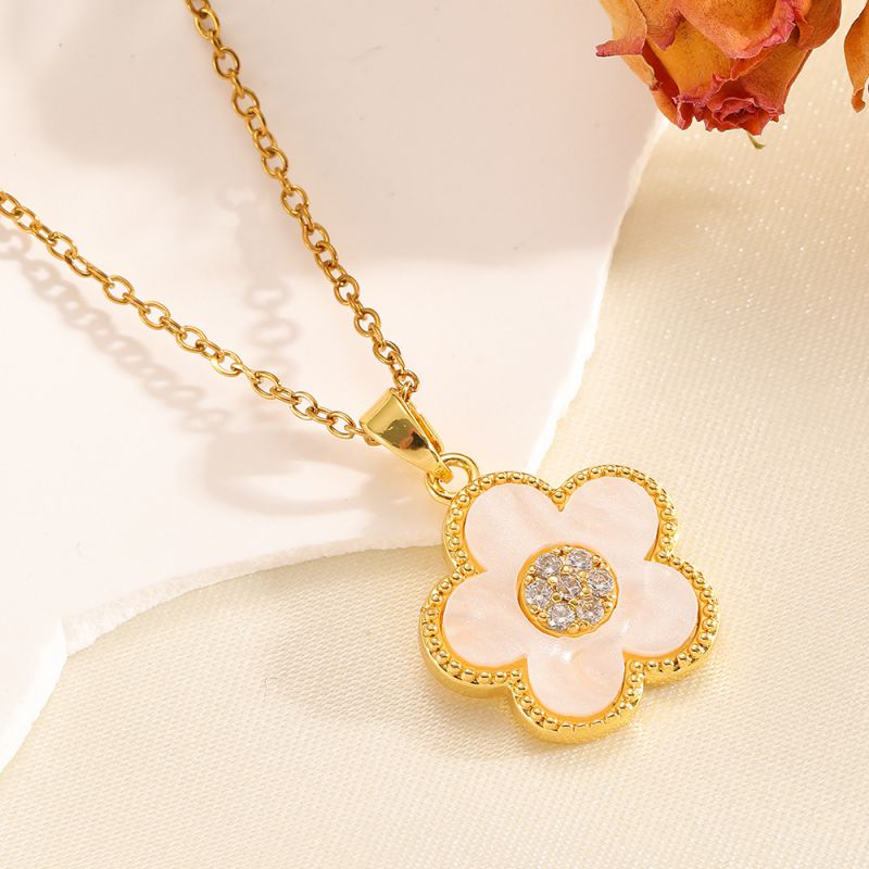 Necklace #2 304 Stainless Steel Diamond Flower Necklace