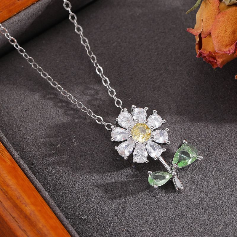 Necklace #2 304 Stainless Steel Diamond Flower Necklace
