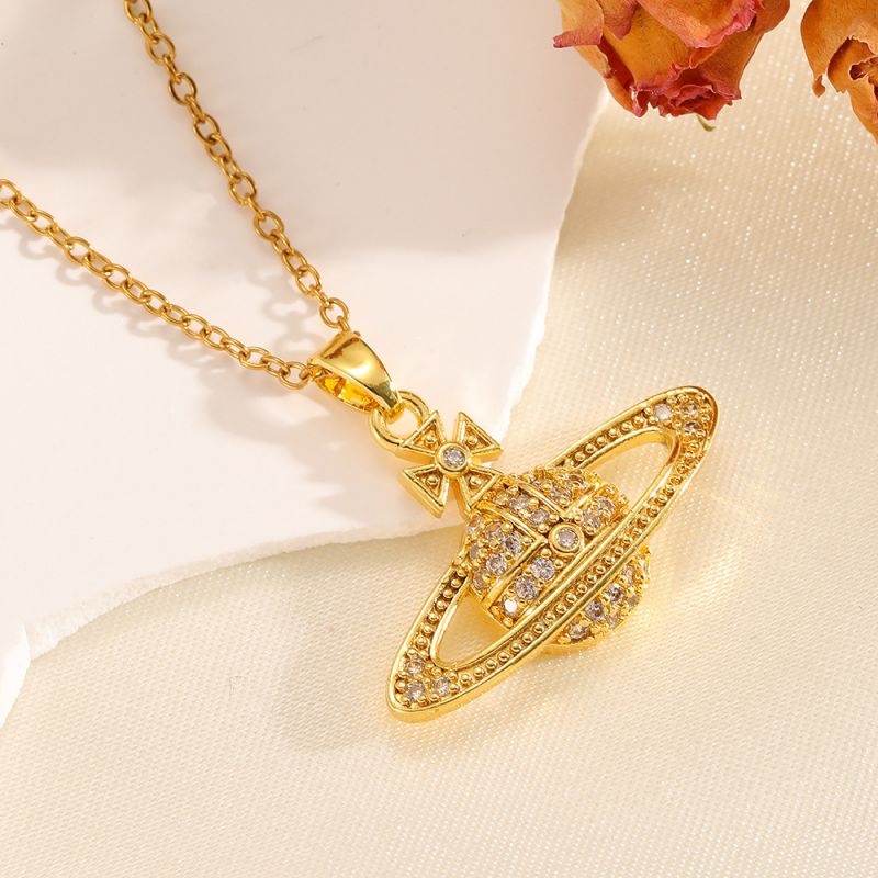 Necklace #2 304 Stainless Steel Diamond-encrusted Heart And Moon Necklace