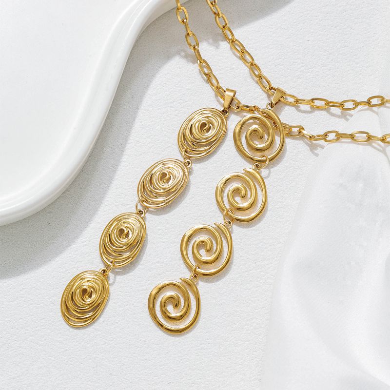 Necklace #2 304 Stainless Steel Spiral Y-shaped Necklace