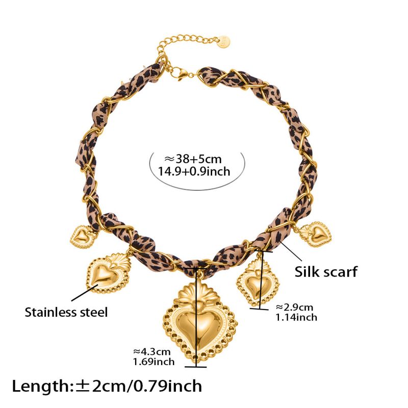 Necklace 2# Stainless Steel Heart Scarf Necklace