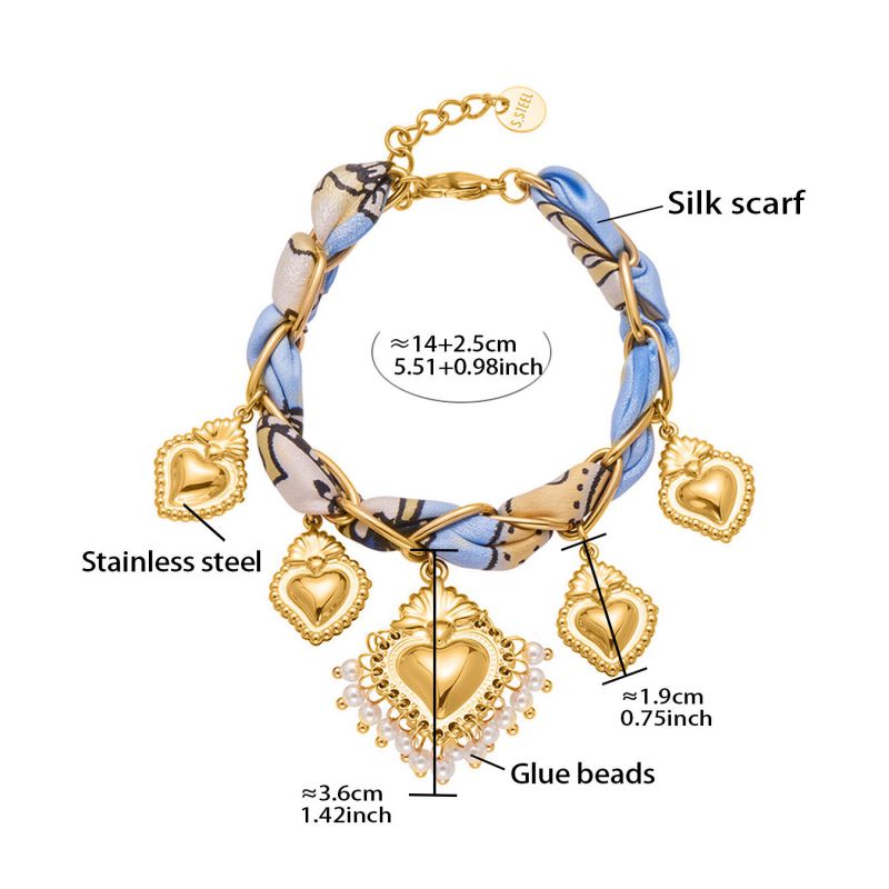 Necklace 2# Stainless Steel Heart Scarf Necklace